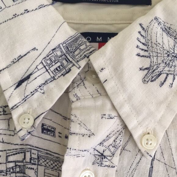 Tommy Hilfiger XL nautical theme linen+cotton shirt - Picture 10 of 13